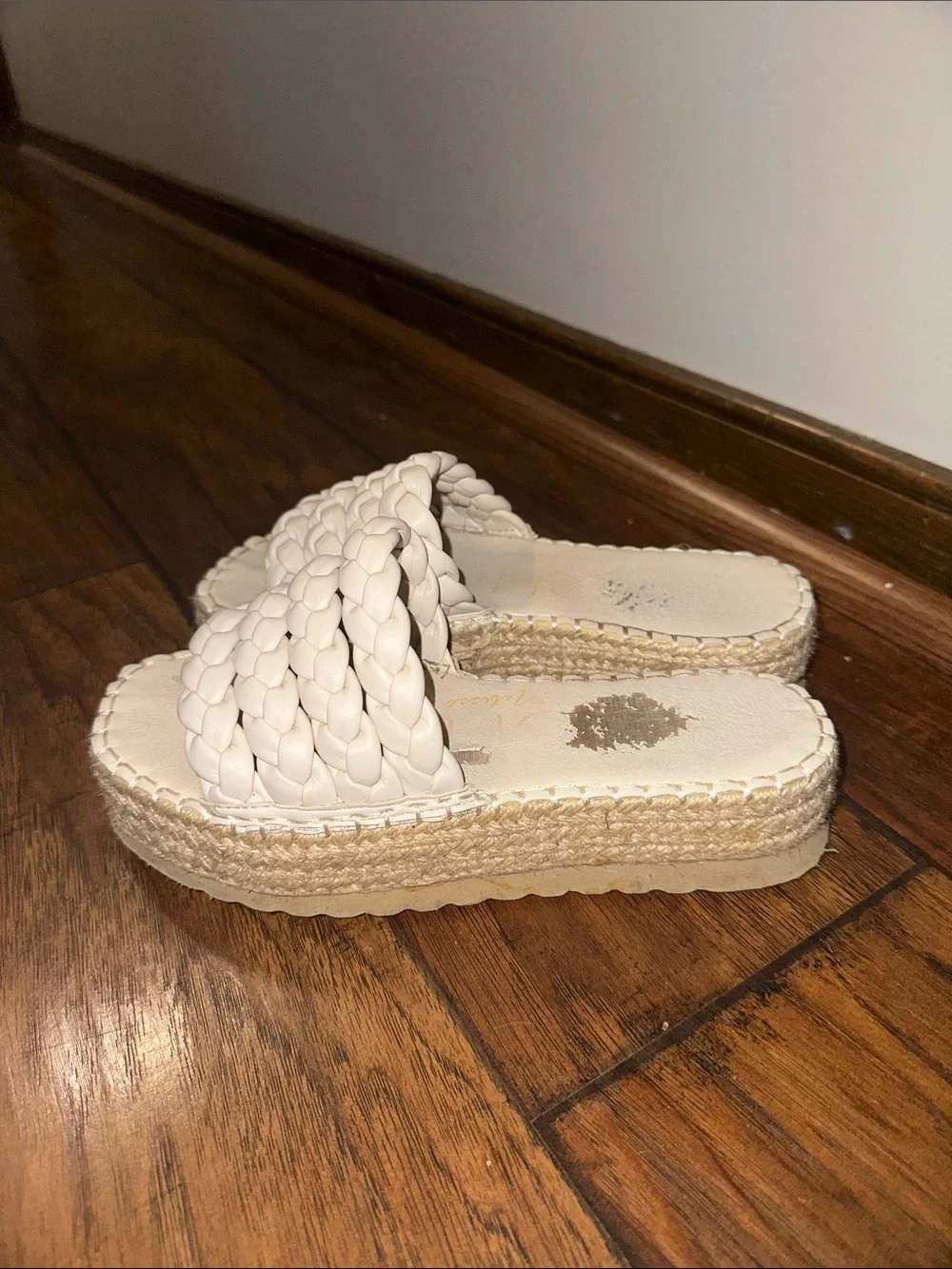 Braided Espadrille Slide Sandals — Cream